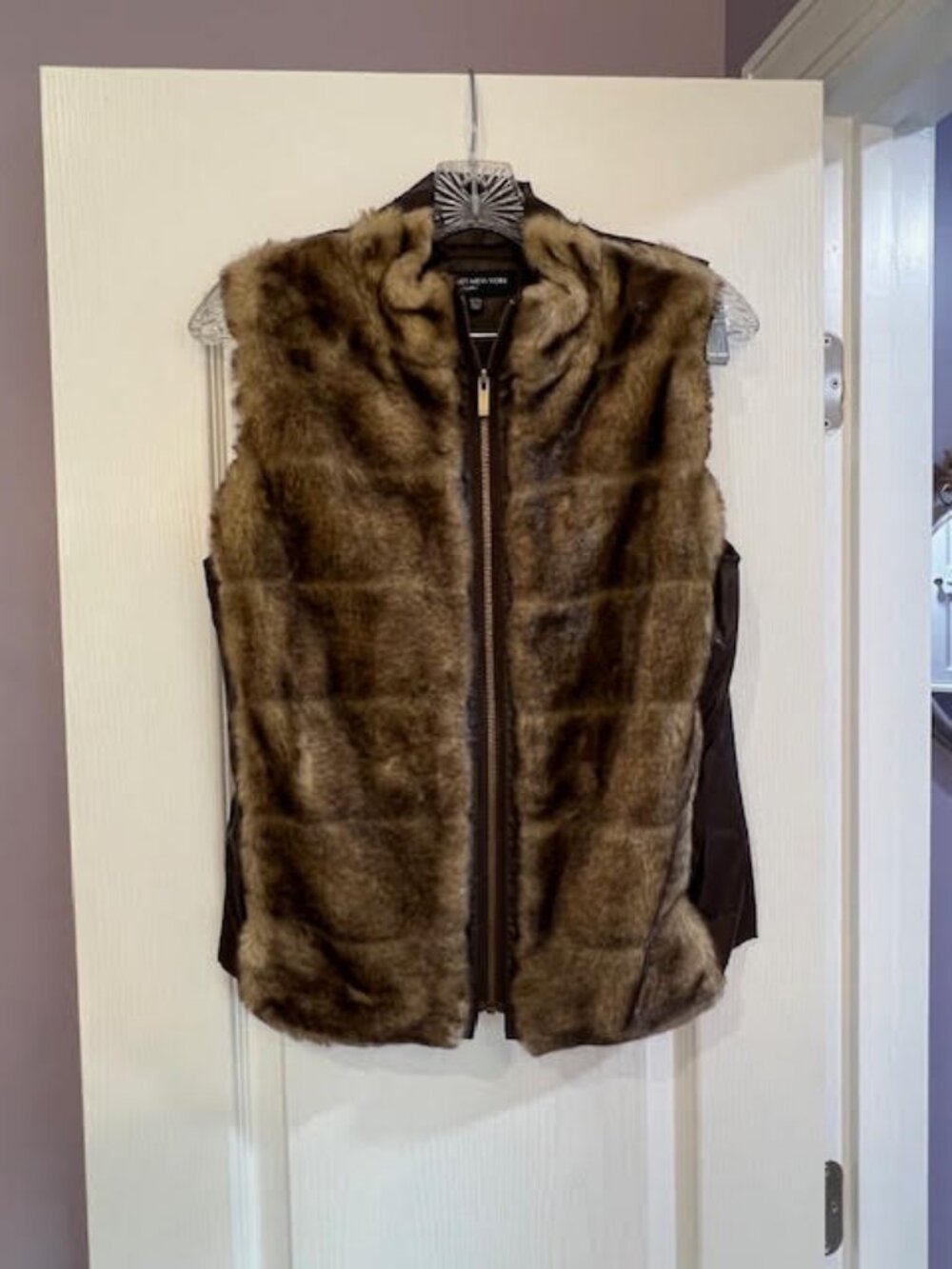 Faux Mink and Leather Vest